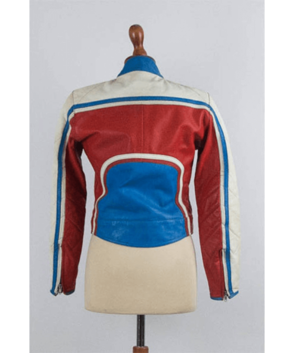 Vintage Giudici Red Blue White Leather Jacket