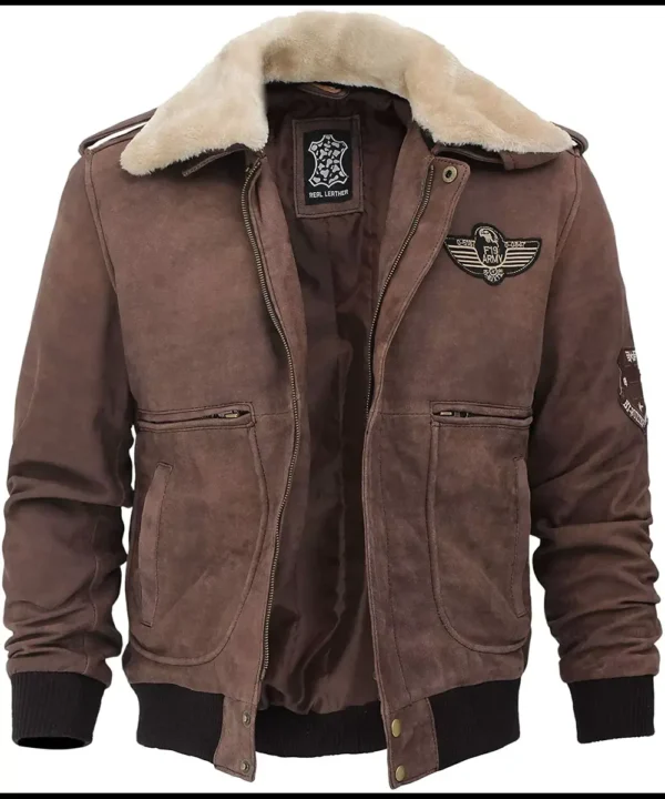 Mens Real Leather B2 Bomber Flight Suede Jacket