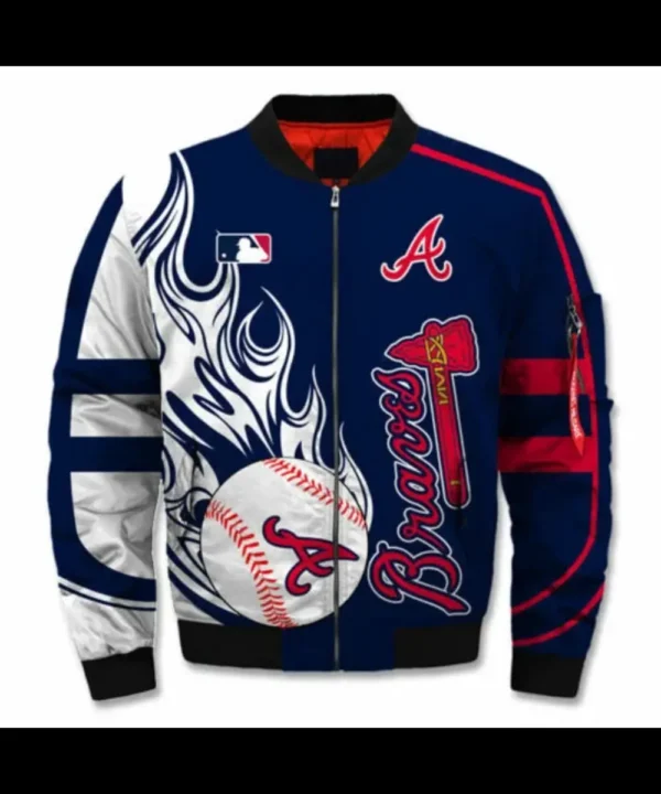 Atlanta Braves Blue and White Bomber Jacket