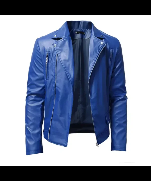 Blue Leather Jacket Mens