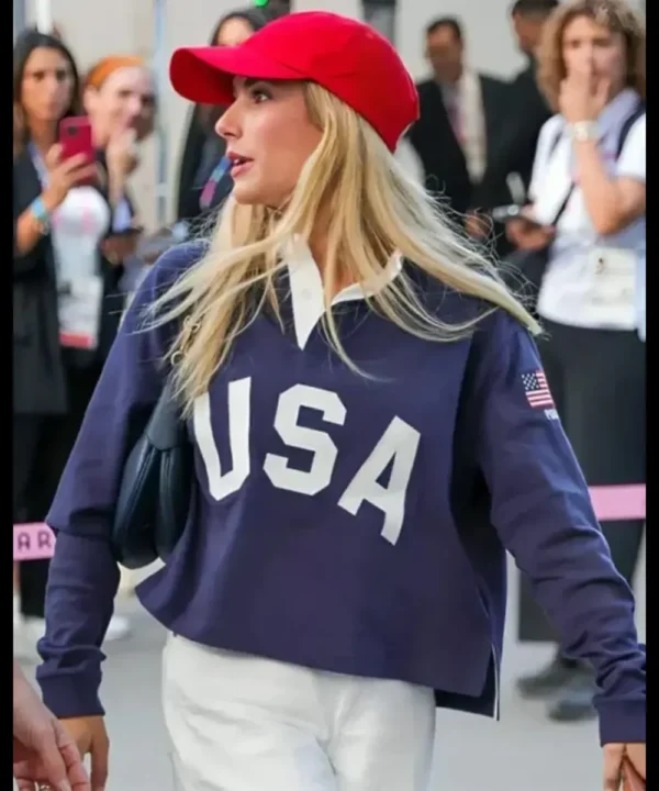 Paris Olympics Emma Roberts Team USA Blue Shirt