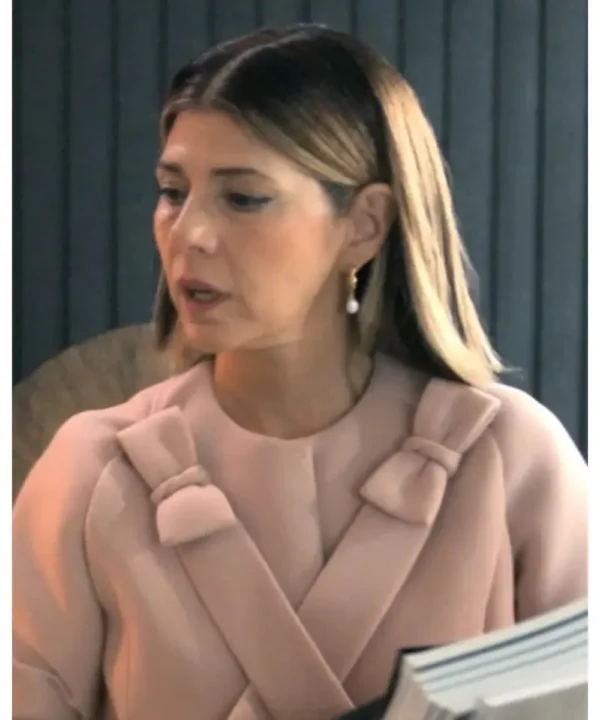 Upgraded 2024 Marisa Tomei Dusky Pink Bow Jacket