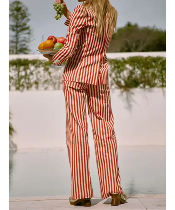 Emily In Paris S04 Lily Collins Red & White Striped Suit