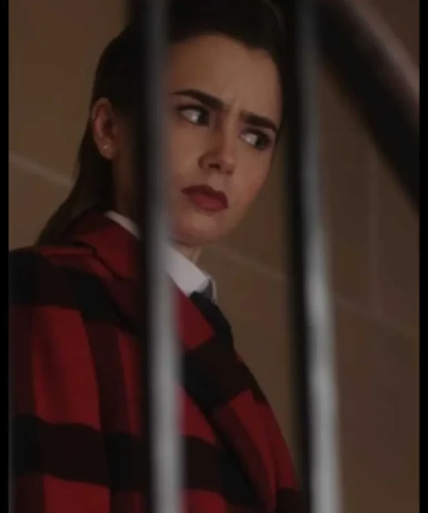 Emily In Paris S04 Lily Collins Plaid Twill Coat