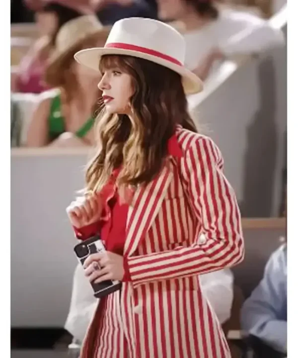 Emily In Paris S04 Lily Collins Red & White Striped Suit