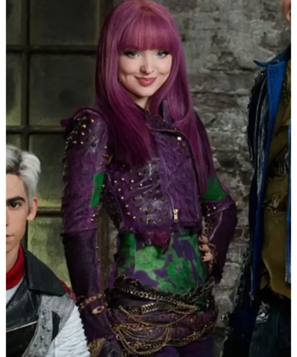 Dove Cameron Descendants 2 Purple Studded Leather Jacket