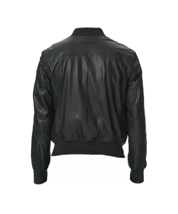 Men’s Black Leather Bomber Jacket