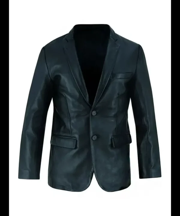 Mens Black Luxurious Leather Blazer