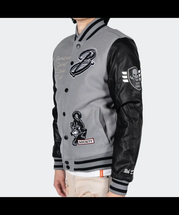 Men’s Black Panther Power Grey Varsity Jacket