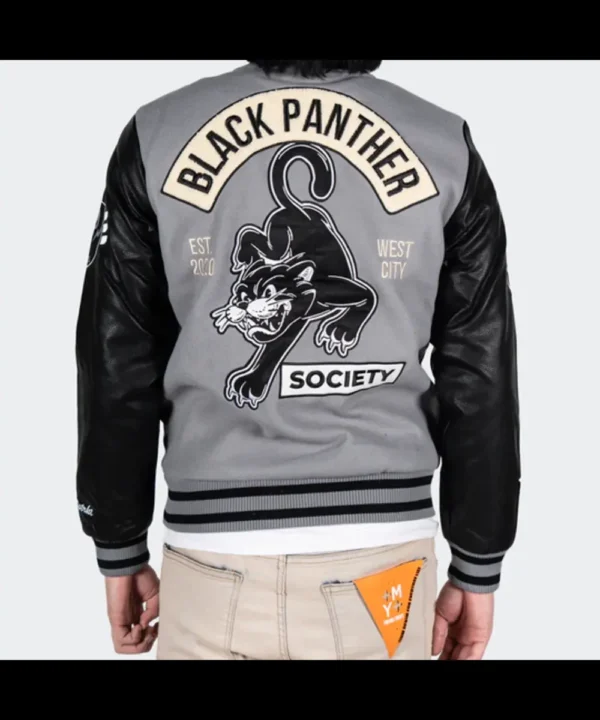 Men’s Black Panther Power Grey Varsity Jacket