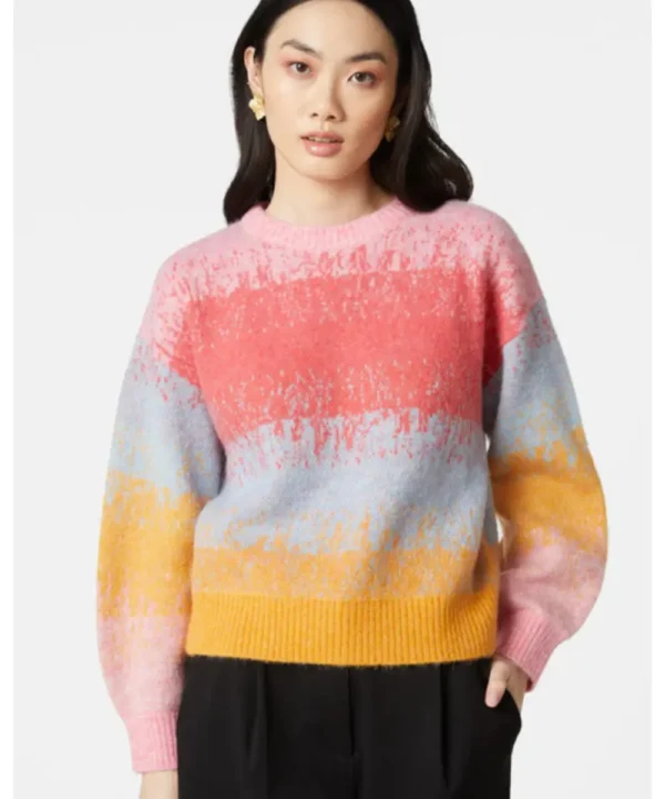 Under The Vines S03 Carrie Green Pastel Striped Sweater