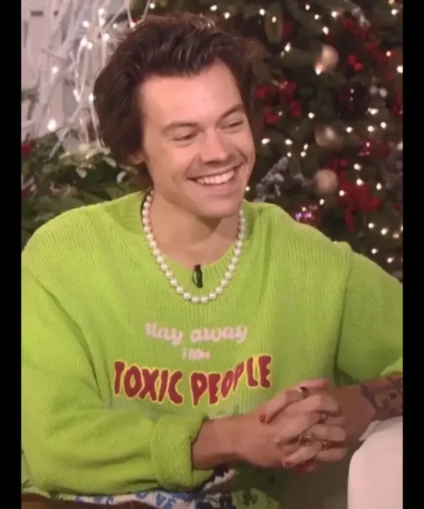 Harry Styles Stay Away From Toxic People Green Sweater