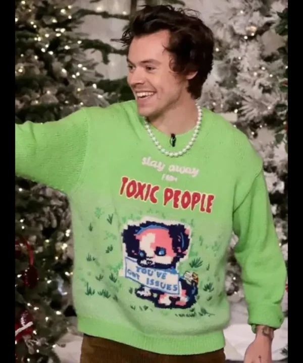 Harry Styles Stay Away From Toxic People Green Sweater