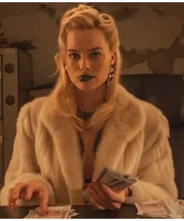 Margot Robbie Terminal Annie Faux Fur White Coat