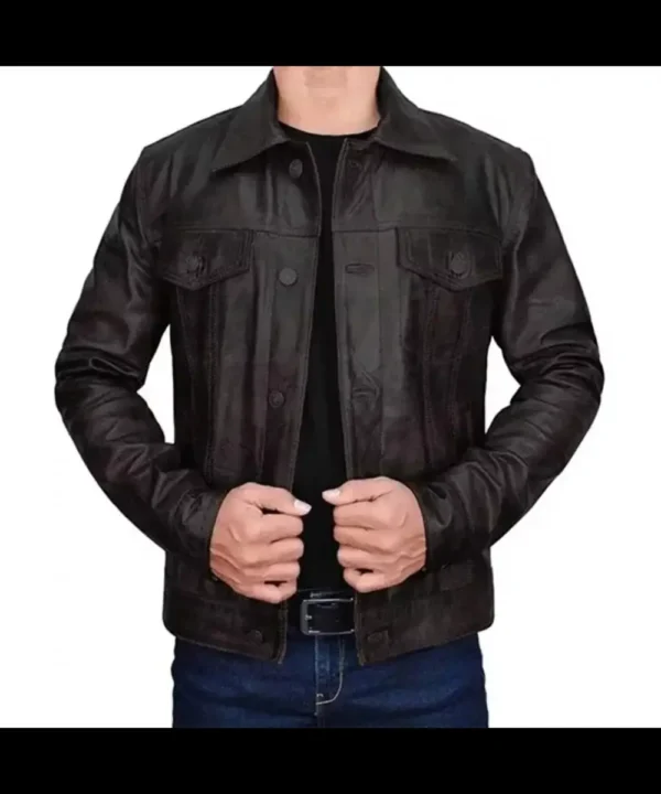 Mens Trucker Leather Jacket