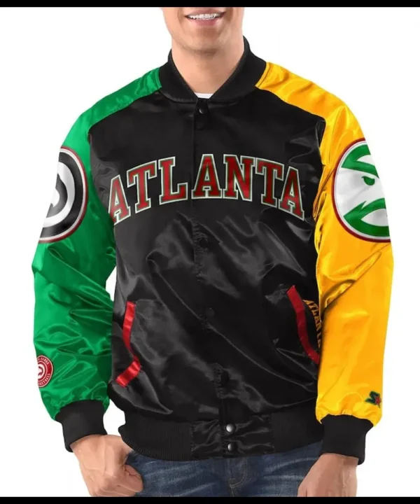 Atlanta Hawks Ty Mopkins Black/Red Varsity Satin Jacket