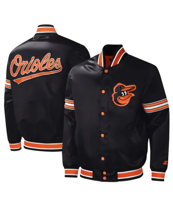 Baltimore Orioles Midfield Black Satin Jacket