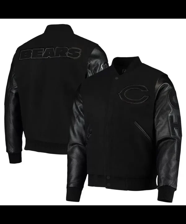 Black Chicago Bears Logo Varsity Jacket