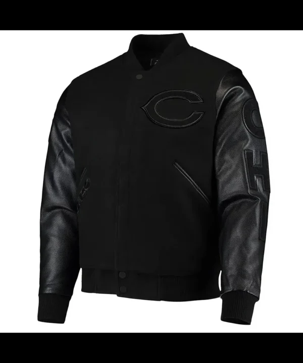 Black Chicago Bears Logo Varsity Jacket