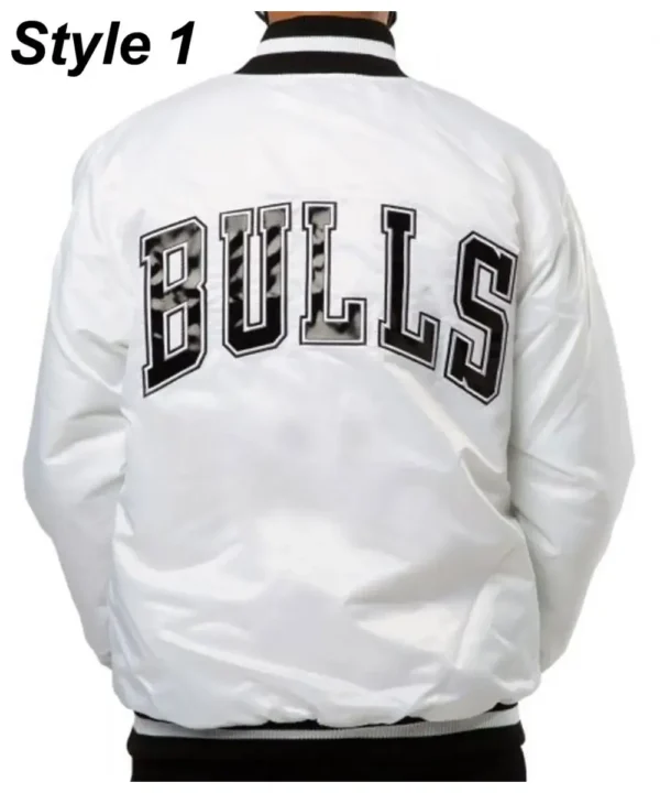 Chicago Bulls White Satin Jacket