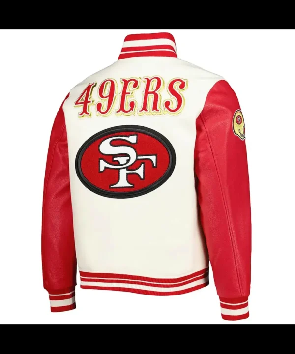 San Francisco 49ers Retro Classic Cream and Red Varsity Jacket