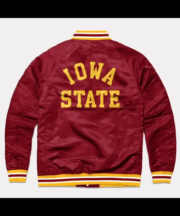 Iowa State Cyclones Burgundy Varsity Satin Jacket