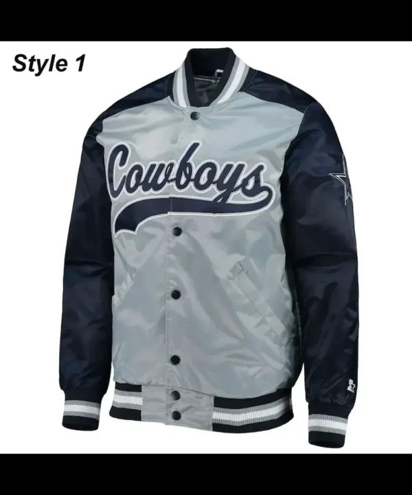 Dallas Cowboys The Tradition II Satin Blue and Grey Jacket