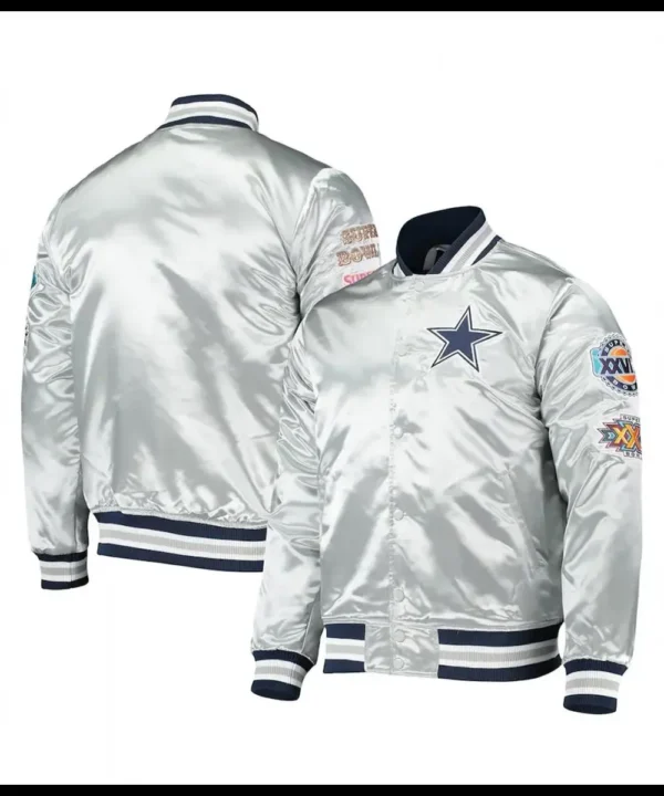 Varsity Dallas Cowboys Silver Satin Jacket