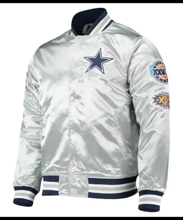 Varsity Dallas Cowboys Silver Satin Jacket