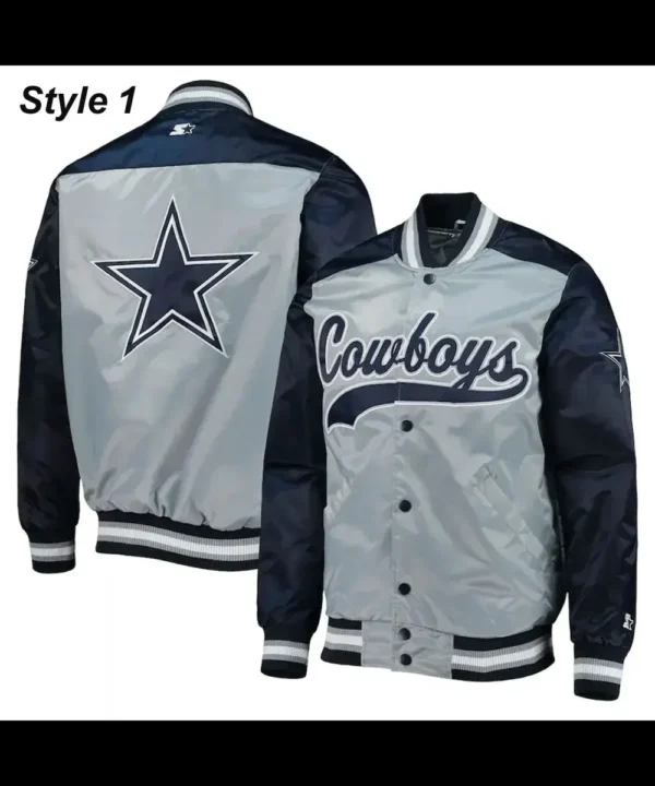 Dallas Cowboys The Tradition II Satin Blue and Grey Jacket