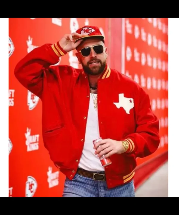 Travis Kelce Dallas Texans Red Varsity Wool Jacket