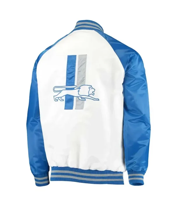 White/Blue Detroit Lions Clean Up Throwback Satin Jacket