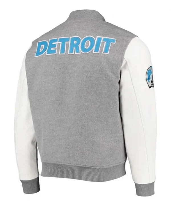 Varsity Detroit Lions Grey and White Jacket