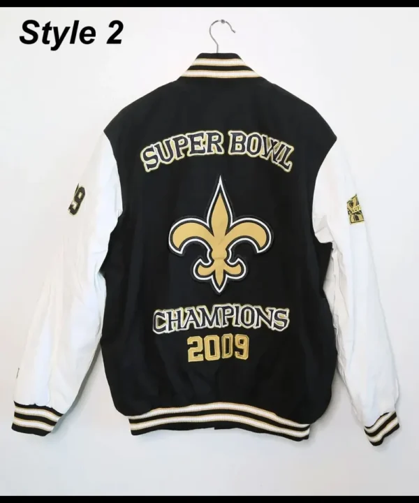 New Orleans Saints Victory Formation Commemorative Varsity Black and White Jacket