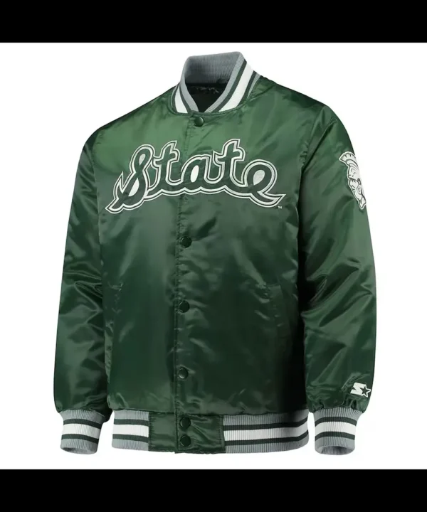 Michigan State Spartans O-Line Green Varsity Satin Jacket