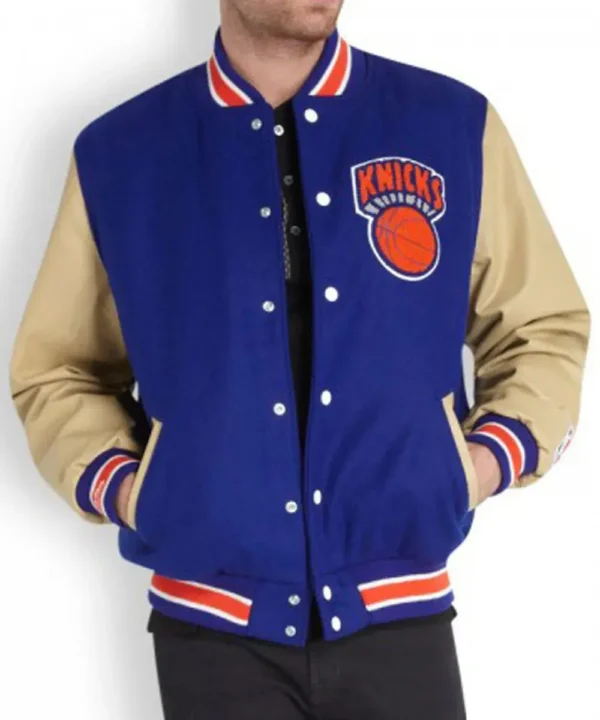 Men’s New York Knicks Blue Letterman Jacket