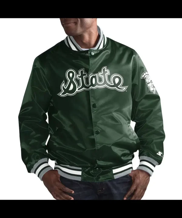 Michigan State Spartans O-Line Green Varsity Satin Jacket