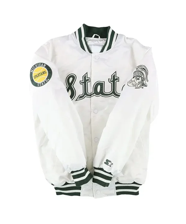 Michigan State Spartans White Varsity Satin Jacket