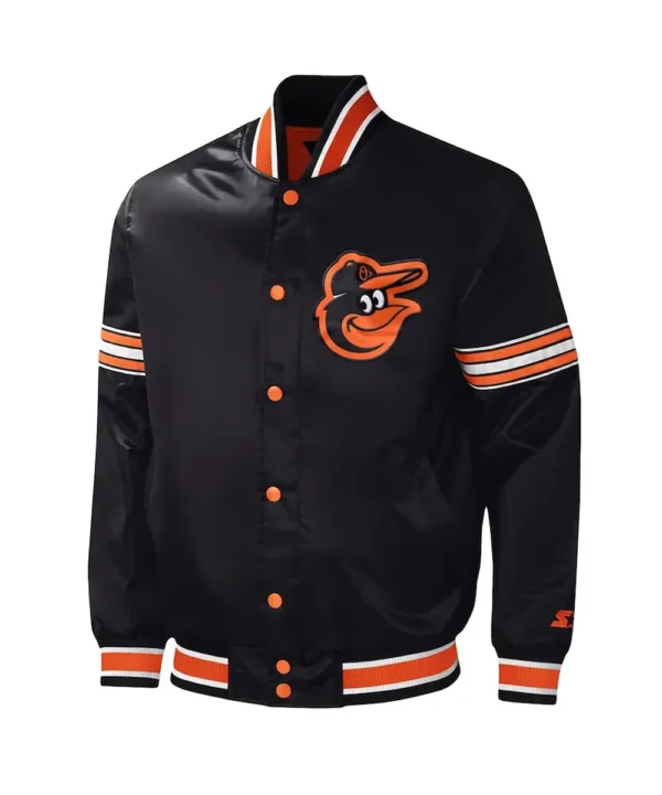 Baltimore Orioles Midfield Black Satin Jacket