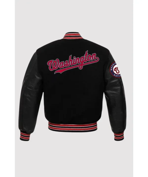 MLB Washington Nationals Black Letterman Jacket