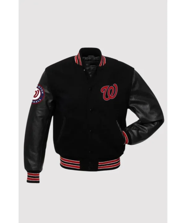 MLB Washington Nationals Black Letterman Jacket