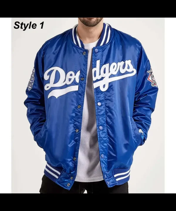 LA Dodgers National Royal Blue Satin Jacket