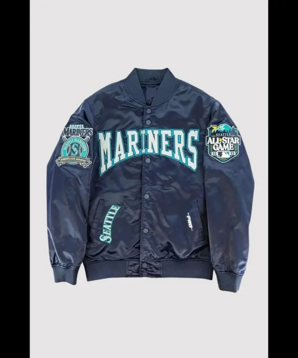 Navy Seattle Mariners Crest Varsity Jacket