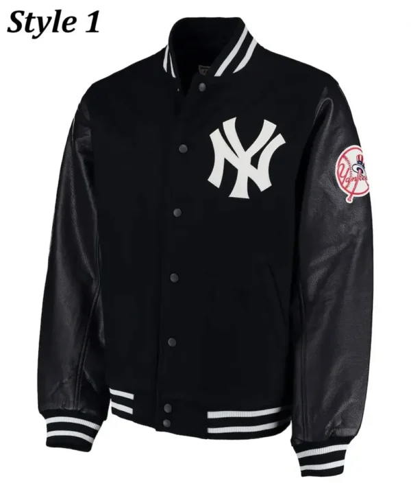 NY Yankees Varsity Wool/Leather Black Jacket