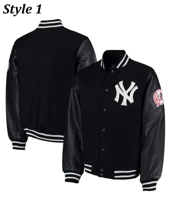 NY Yankees Varsity Wool/Leather Black Jacket