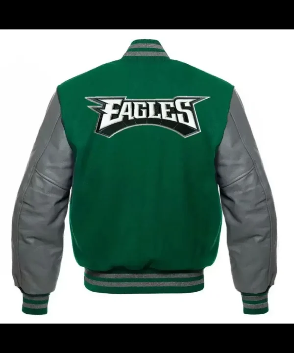 Philadelphia Eagles Green and White Letterman Jacket