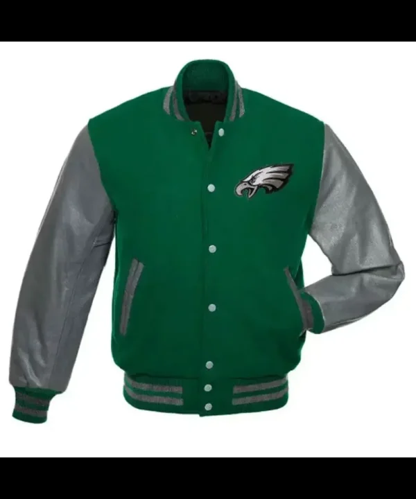 Philadelphia Eagles Green and White Letterman Jacket