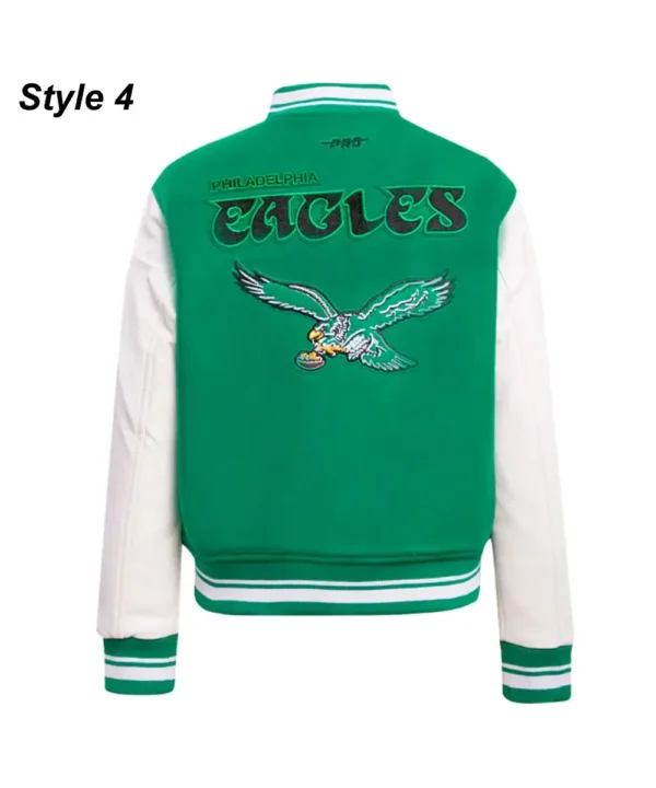 Cream/Green Philadelphia Eagles Retro Classic Varsity Jacket