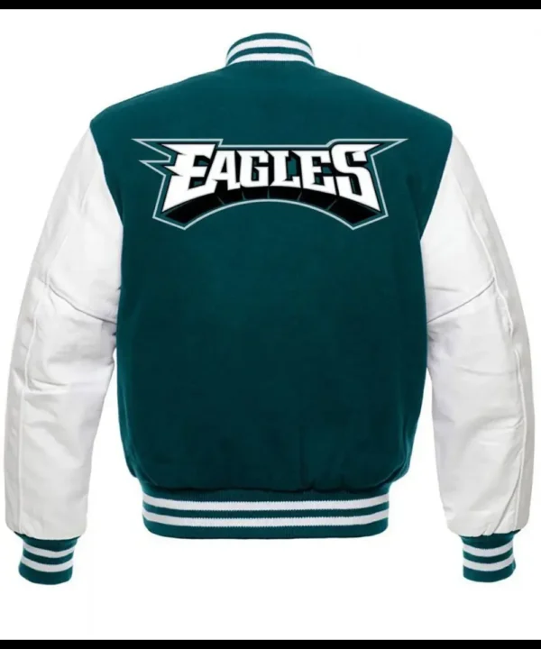 Philadelphia Eagles Green and White Letterman Jacket