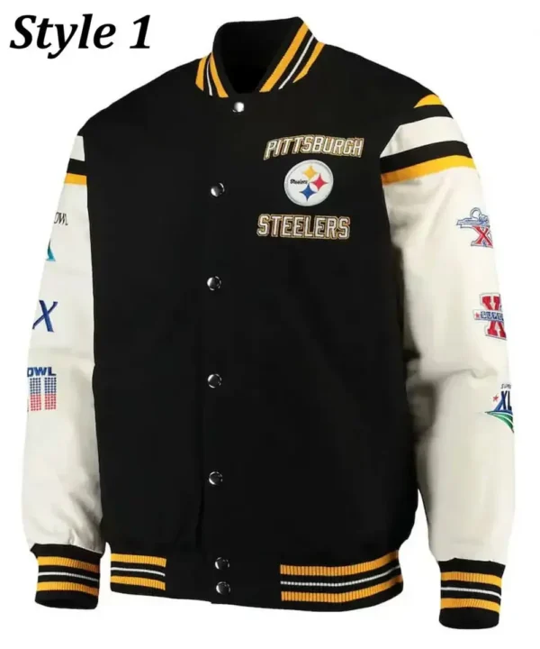 Super Bowl Champions Pittsburgh Steelers Black Letterman Jacket